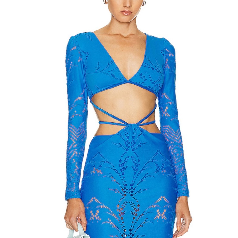 PatBO Stretch Lace Top in Cobalt Size 8